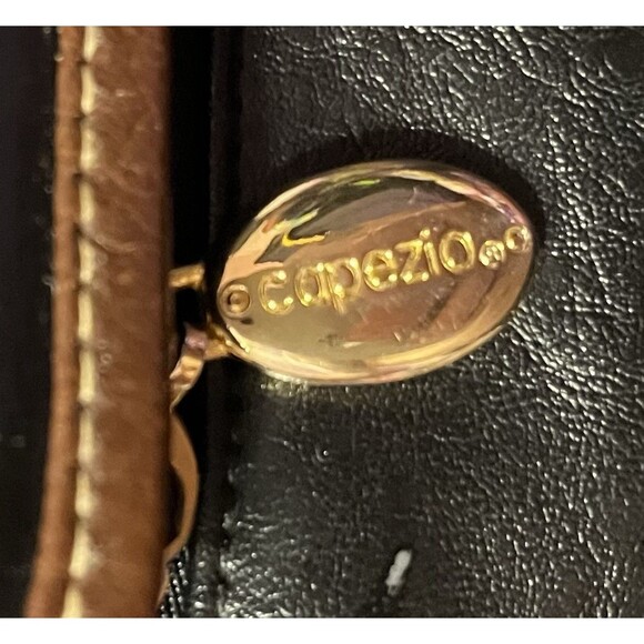 Vintage 80s Capezio Black & Brown Leather Satchel Multi-Compartment Shoulderbag - Picture 5 of 8